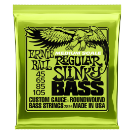 Ernie Ball Cuerdas Bajo Eléctrico Medium Scale Slinky de Níquel 45-105 para bajos de hasta 32.5"