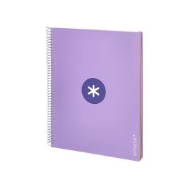 Cuaderno Espiral A4 Micro Antartik Tapa Forrada 120H 90 gr Cuadro 5 mm 5 Bandas 4 Taladros Color Lavanda