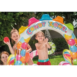 INTEX Patio de Recreo Candy Kingdom 295x191x130cm con Tobogán y Fuente para Niños, Capacidad 206L+168L