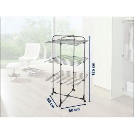 Leifheit AAANB89317 Tendedero Torre Classic Negro 27m espacio secado - 3 niveles, estantes plegables