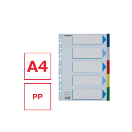Separadores Esselte Pp A4 5 Pestañas 11 Taladros Con Ind.Col.