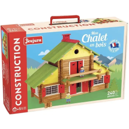 Jeujura My Wooden Chalet Juego de Construcción de Madera Natural y Tintada 240 Piezas para Niños a Partir de 5 Años