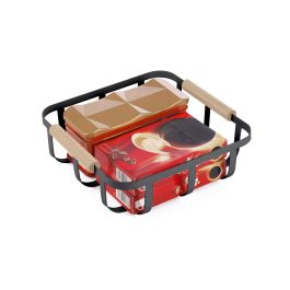 Confortime Cesta Organizadora Negra con Madera, para Ordenar y Almacenar, 24.5 x 23 x 8 cm (6 Unidades)