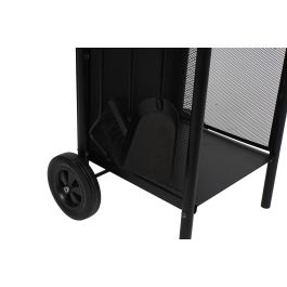 DKD Home Decor Leñera Loft Negra de Acero y Plástico, Set de 3 Carritos Desmontables, 36x42x81 cm