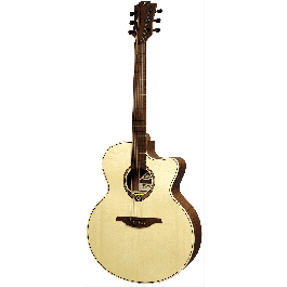 LAG Guitarra Acústica Tramontane 177 A/E Jumbo Cutaway Abeto Engelmann Khaya Brownwood Natural
