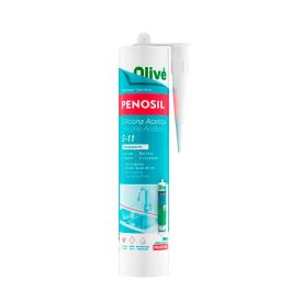 Penosil 311 Silicona acética Transparente para Cocinas y Baños, Antimoho, Fungicida, Elástica, Curado Rápido 30 min
