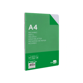 Liderpapel Recambio A4 100 Hojas 60gr Cuadro 3mm Con Margen 4 Taladros