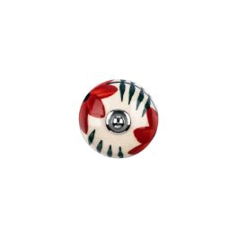 Rei Pomos para mueble redondos, 4 unid., metal-porcelana acabado flor rojo, modelo e500 Ø40mm Rei Pomos para mueble redondos, 4 unid., metal-porcelana acabado flor rojo, modelo e500 Ø40mm