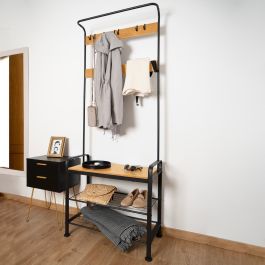 Vinthera Perchero Zapatero Moa Acero y Madera 72x34x183 cm