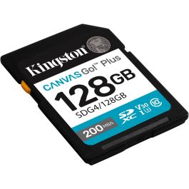 Kingston SDG4/128GB Tarjeta de Memoria SDXC CANVAS Go! Plus 128GB Clase 10 UHS-I U3 V30 200MB/s Lectura para Video 4K UHD y Cámaras DSLR