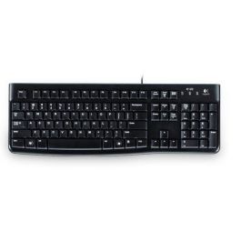 Logitech K120 Teclado USB Perfil Bajo para Negocios, Resistente a Derrames, Duradero, con Teclado Numérico y Silencioso