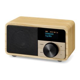 Sangean DDR-7 Radio Digital Personal de Madera Natural, DAB+, FM, Bluetooth 5.0, Pantalla OLED, 8W, Batería Recargable