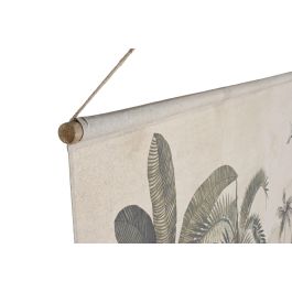 DKD Home Decor Lienzo Colonial de Lino y Abeto con Palmeras Verde Beige 125x145 cm (4 Unidades)