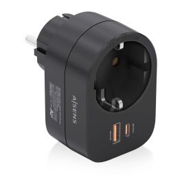 AISENS - REGLETA DE PARED MULTIFUNCION CON 1 TOMA + 1xUSB-C 20W PD3.0, 1xUSB-A 20W QC3.0, NEGRO Precio: 7.49999987. SKU: B13VDW8GBR