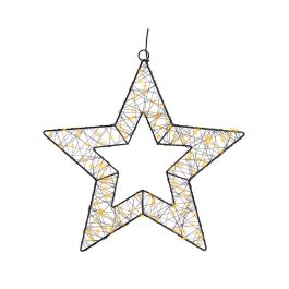 Lumineo Figura Microled Estrella de Metal Negro, 120 LEDs Luz Cálida, Temporizador, Uso Exterior Ø38 cm