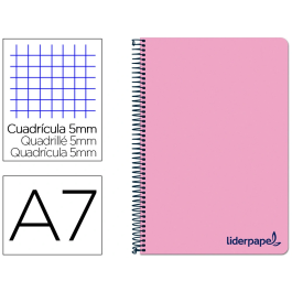 Liderpapel Cuaderno espiral A7 Micro Wonder tapa plástico 100h cuadro 5mm 4 bandas color rosa Precio: 2.8900003. SKU: B1D8J9P3N3