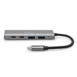 Digitus Hub USB-C 4 Puertos (2x USB-A, 2x USB-C) 3.2 Gen 1, 10000 Mbit/s, Gris, Aluminio, Plug and Play
