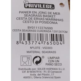 Cesta de Seagrass cuadrada 12x12x7 cm - Privilege (24 Unidades) Cesta de Seagrass cuadrada 12x12x7 cm - Privilege (24 Unidades)