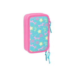 Plumier Triple Gabby's Dollhouse Confetti Rosa Turquesa 12,5 x 19,5 x 5,5 cm 37 Piezas