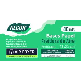 Algon Set 40 Papeles Perforados Cuadrados para Airfryer de 23 cm (24 Unidades)