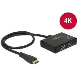 DeLOCK 87700 HDMI Splitter 1 Entrada a 2 Salidas, 4K 3840x2160, Negro, Cable 0.6 m
