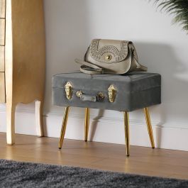 Pie De Cama Gris Oscuro Velvet Versa 34X42CM Pie De Cama Gris Oscuro Velvet Versa 34X42CM