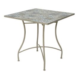 Mesa metálica/mosaico bistro color marrón para exterior 78x78x77cm