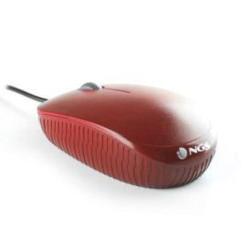 NGS Ratón Óptico FlameRed con Cable, 1000 dpi, USB, 3 Botones, Scroll Vertical, Ergonomía Ambidiestra, Color Rojo