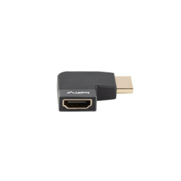 Lanberg Adaptador HDMI 8K Macho - Hembra Angular HDMI 2.1 48Gbps HDR Compatible 4K 240Hz Contactos Chapados Oro Negro/Plata