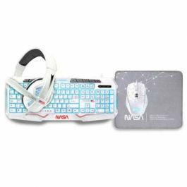 Teclado y Ratón NASA ANDROMEDA4IN1-W Blanco Multicolor Qwerty Español