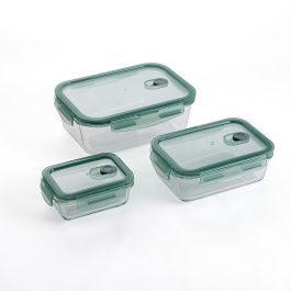 Set 3 Recipientes Herméticos Vidrio Minimal Quid 1800 mL-800 mL-330 mL