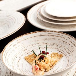 Ariane Plato Hondo Tornado White Porcelana 21 cm (6 Uds) Reforzado, Apilable, Apto Lavavajillas, Microondas, Horno y Resistente al Choque Térmico