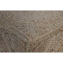 DKD Home Decor Reposapiés Puf Otomana Boho de Yute Natural 50x50x50 cm Hecho a Mano - Juego de 2 Unidades
