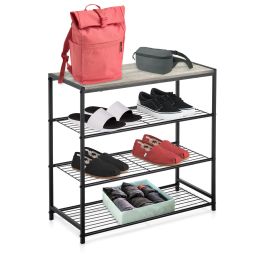 Confortime Estanteria 4 Niveles Metal-Madera Negra 32 x 65 x 8 cm