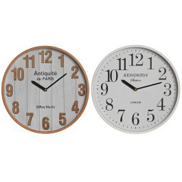 Reloj Pared Basicos DKD Home Decor Blanco Natural 5 x 32 x 32 cm (2 Unidades)