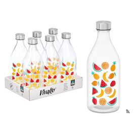 Vivalto Botella de Fruta con Tapon de Acero, 1000 ml, Vidrio Transparente, 9x25.5x9 cm (Set de 12) Precio: 20.50000029. SKU: B12TJ5GQ7Z