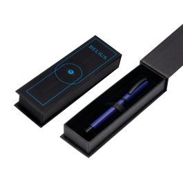 Belius Roller Turbo Aluminio Azul/Negro, Tinta Negra 0.7mm, Diseño Inspirado en Carreras con Caja Magnética
