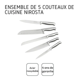 Nirosta Juego de 5 Cuchillos de Cocina Profesionales FAC3176239998085 Acero Inoxidable 24 a 33.5 cm