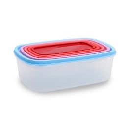 Quid Set de 5 Recipientes Rectangulares Plástico Habitat Multicolor con Tapa Cierre a Presión, Libre de BPA, Apto Microondas, Congelador y Lavavajillas