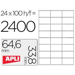 Apli Etiquetas Adhesivas 64,6x33,8 mm Inkjet-Láser C-Rectos 24 X 100H Blanco