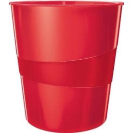 Papelera Plastico Cerrada Leitz Wow 15L Rojo