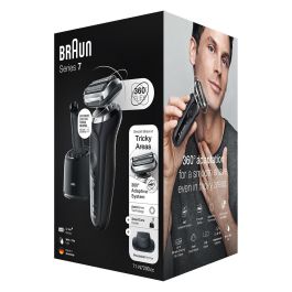 Braun Series 7 71-N7200cc - Afeitadora de láminas eléctrica recargable con estación de limpieza, recortadora de precisión, a prueba de agua, negro