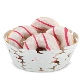 Alessi BM10/18 W BARKET Cesto Redondo Acero y Resina Blanco 18cm