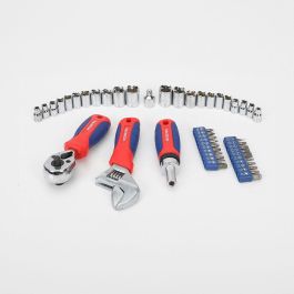 Workpro Conjunto de Herramientas Cortas 46 Piezas Acero Carbono Vasos Métricos SAE Estuche Plástico