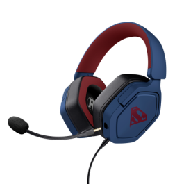Trust GXT492SM Carus Auriculares gaming multiplataforma con diseño Superman, circumaurales, micrófono extraíble