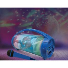 Lexibook Altavoz Bluetooth Spiderman Marvel con Micrófono Karaoke para Niños, Efectos de Luz Multicolor, Batería Recargable hasta 3 Horas
