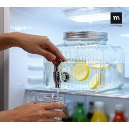 Inde Tarro Dispensador Frigo de Vidrio 5.5 Litros - Capacidad 5.5L, Medidas 21x21x18.5 cm (6 Unidades)