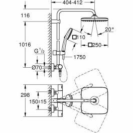 Grohe 266962431 Columna de Ducha Termostática Vitalio Comfort 250 Ahorro de Agua Negro Mate