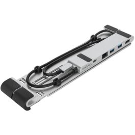 Targus Soporte Portátil con Dock Multi-puerto USB-C para Laptop, PD 100W, Plegable, Aluminio, 4K, Ajustable