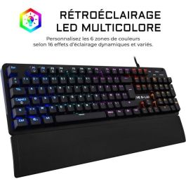 THE G-LAB Gaming Teclado mecánico retroiluminado de carbono - Switch Blues - Reposamanos - FR